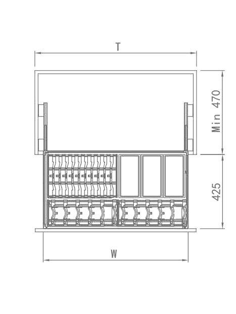Корзина MEBAX сушка с отсеками 4 борта, напр. нижние, модуль 800мм, 425*764*148мм Корзина MEBAX сушка с отсеками 4 борта, напр. нижние, модуль 800мм, 425*764*148мм