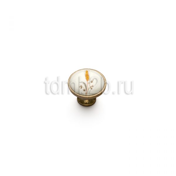 Ручка-кнопка/керамика бронза атичная/керамика (колос)