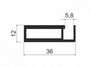 Алюминиевый профиль LT30 для световой полки черный мат A26, 36*12, 90гр. мм, L-5м с заглуш и крепеж