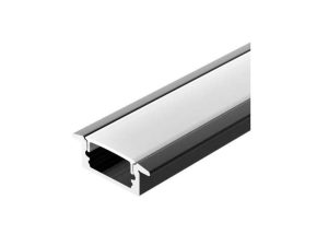 Профиль LA NEW для LED 37 ВРЕЗНОЙ 22*6мм, ЧЕРНЫЙ с ма. экран с загл. и креп. 3м.