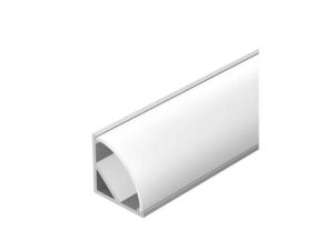 Профиль LA NEW для LED 49 УГЛОВОЙ 16*16мм, СЕРЕБРО с мат. экран с загл. и креп. 3м.