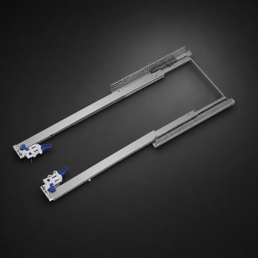 Направляющие Paggen Unihopper скрытые 3D 400 мм push-to-open с фиксатором и штангой 1 метр Направляющие Paggen Unihopper скрытые 3D 400 мм push-to-open с фиксатором и штангой 1 метр